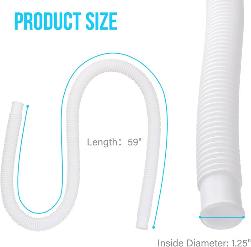 BEWAVE Pool Pump Hose for Above Ground Pools, 2 Pack 1.25" Diameter Pool Filter Hose Accessory Pool Pump Replacement 59 Inch Long with 2 Clamps and 2 Pipe Holders - Image 2